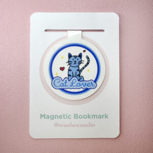 Magnetic Bookmark, Illustration, original illustration, hand-drawn, hand drawn, Christmas, present, under £5, Christmas present, reader, readers, books, black cat, cat lover, cat lady, cats, kitten, bookworm
