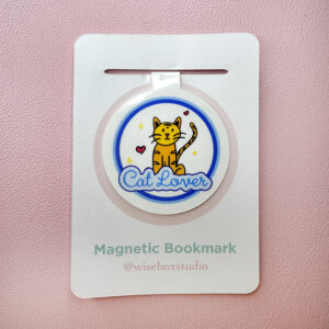 Magnetic Bookmark, Illustration, original illustration, hand-drawn, hand drawn, Christmas, present, under £5, Christmas present, reader, readers, books, black cat, cat lover, cat lady, cats, kitten, bookworm