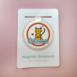 Magnetic Bookmark, Illustration, original illustration, hand-drawn, hand drawn, Christmas, present, under £5, Christmas present, reader, readers, books, black cat, cat lover, cat lady, cats, kitten, bookworm